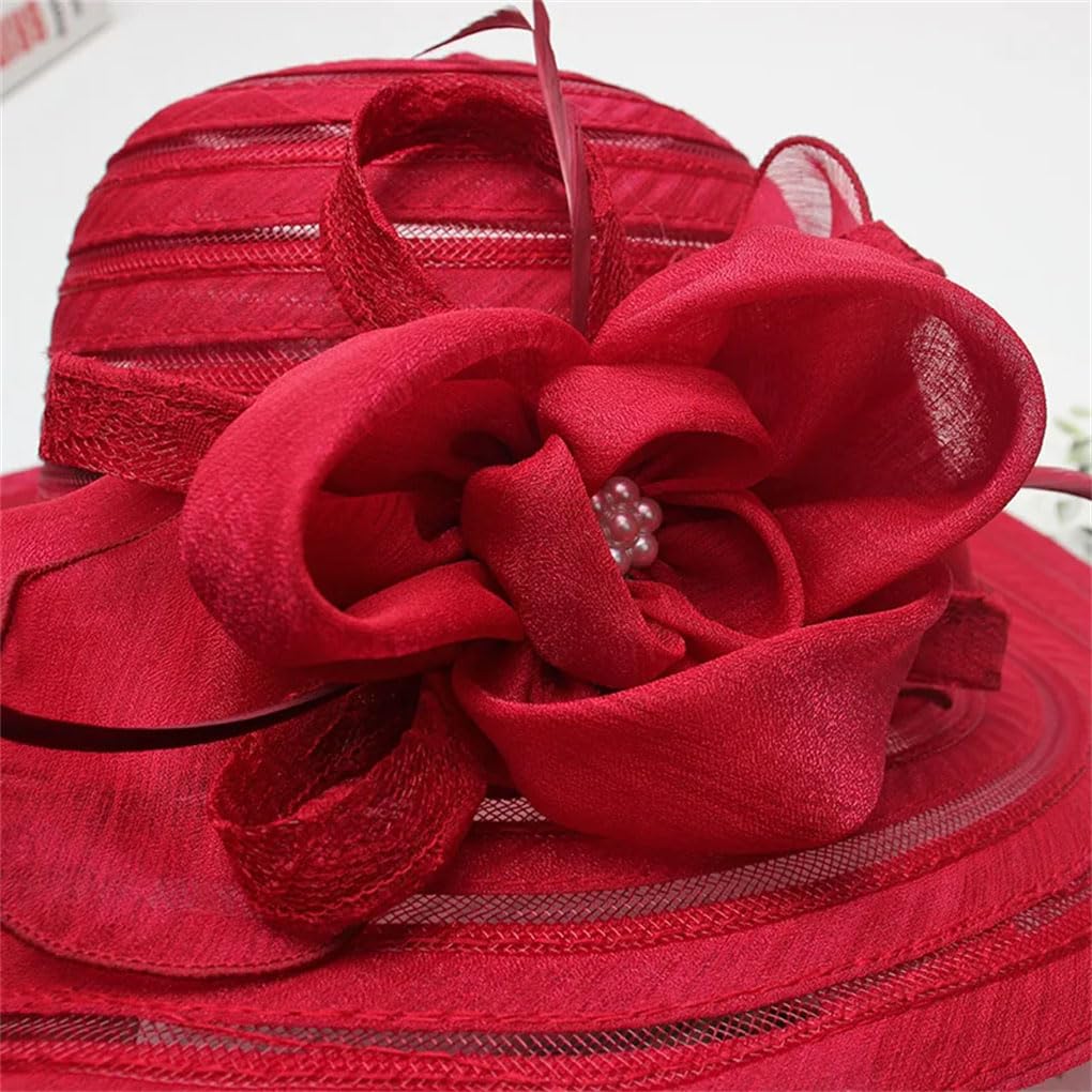 Cappelli da donna a tesa larga con grande fiore Fedora cappello elegante da donna per feste di nozze