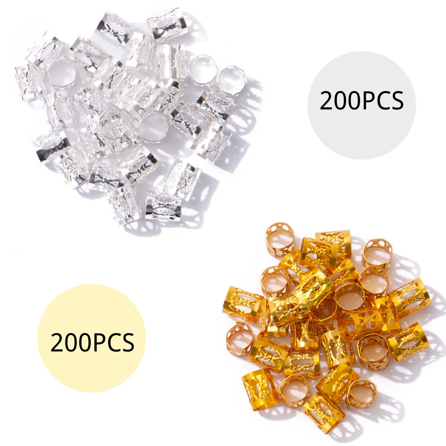 Amazon.com : loceast 400pcs Gold & Silver Hair Cuffs Hair  display picture 2