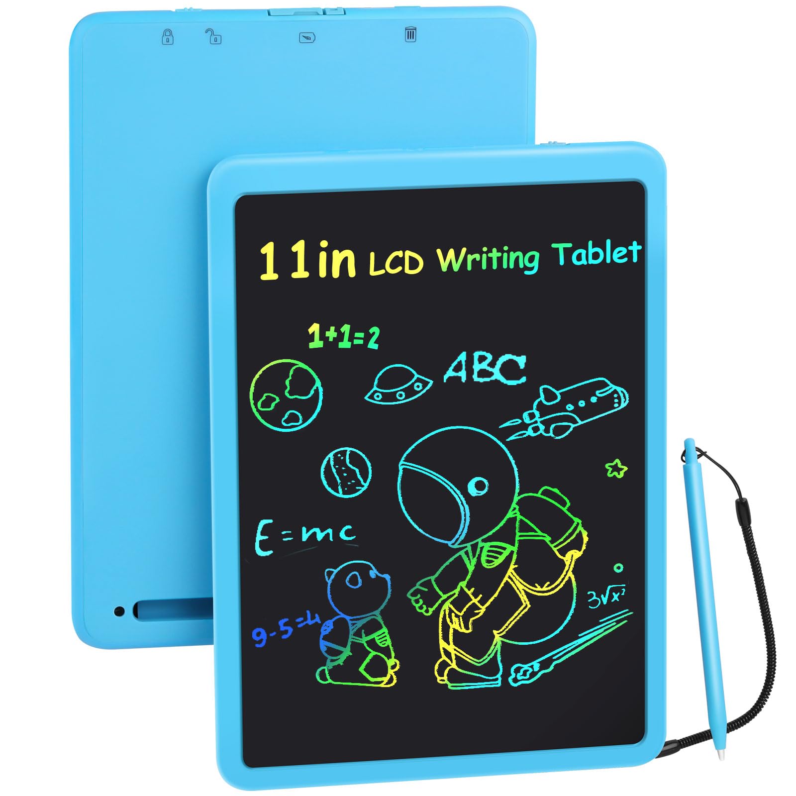 TeinenRon LCD Writing Tablet Doodle Board,11 inch Colorful Drawing Tablet Writing Pad, Girls Gifts Toys for 3 4 5 6 7 Year Old Girls Boys (Blue)-picture-23