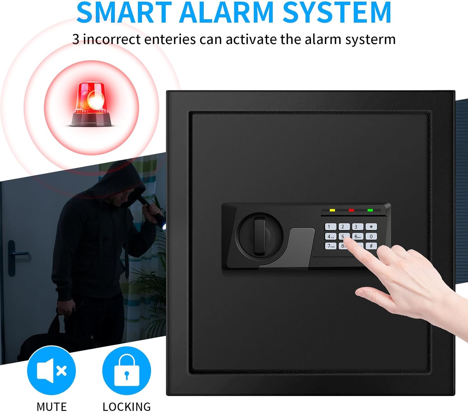 2.3 Cuft Fire proof Safes for HOME USE, Digital Security Safe Box with Programmable Keypad and Spare Keys, Safety Box for Home Office Business, Document Safe for Money Medicine Valuables