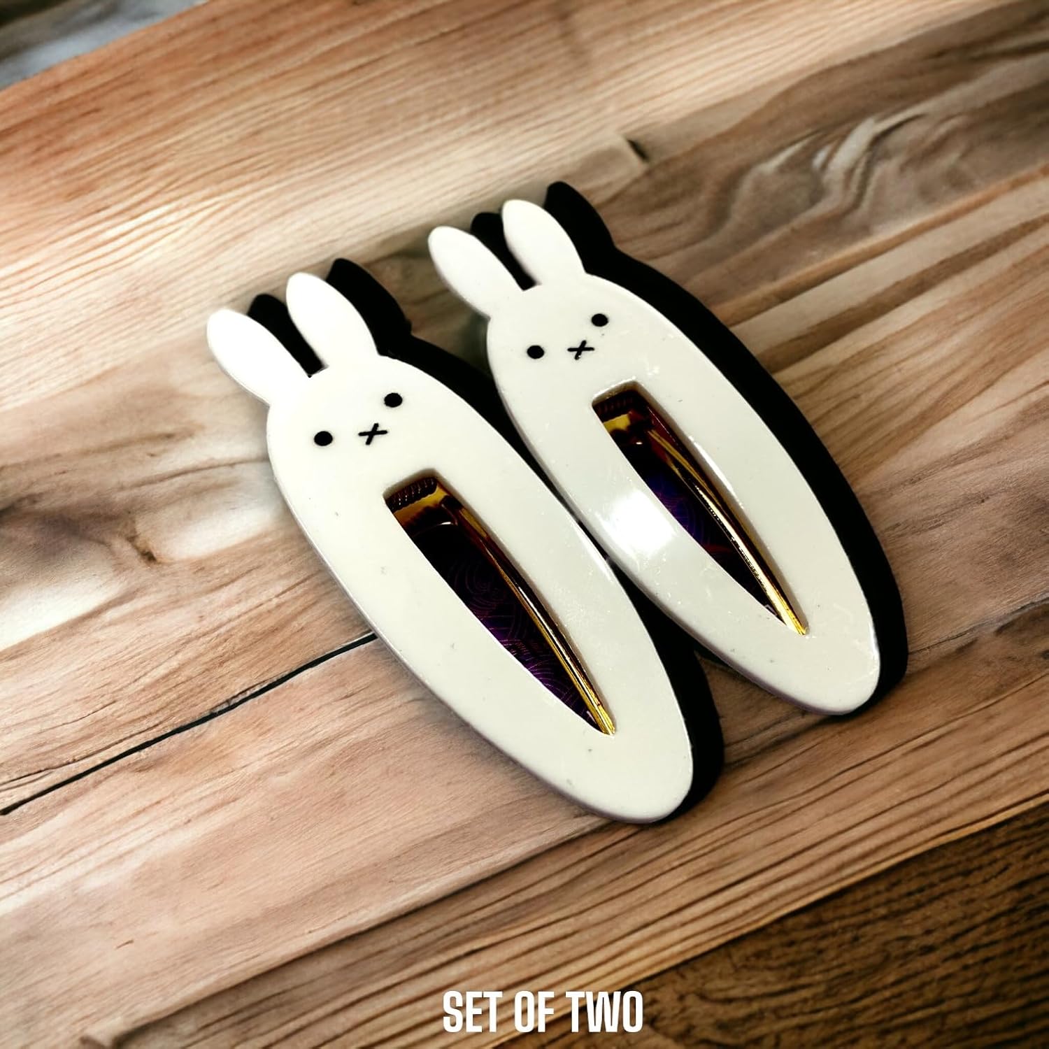 KOZUKI Cute Bunny Hair Clip, Pack of 2, Japanese Anime Style, Large, White, Female