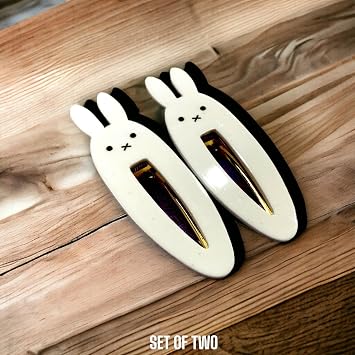 KOZUKI Cute Bunny Hair Clip, Pack of 2, Japanese Anime Style, Large, White, Female
