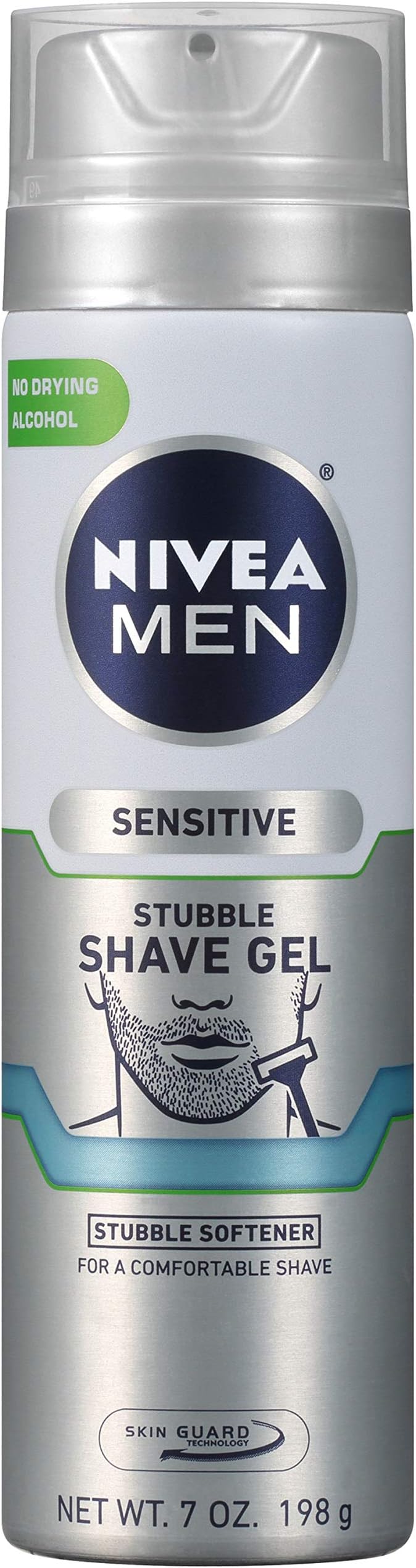 Nivea Men Sensitive Skin & Stubble Shave Gel - with Beard Softener For Men – 7 Ounce. Can