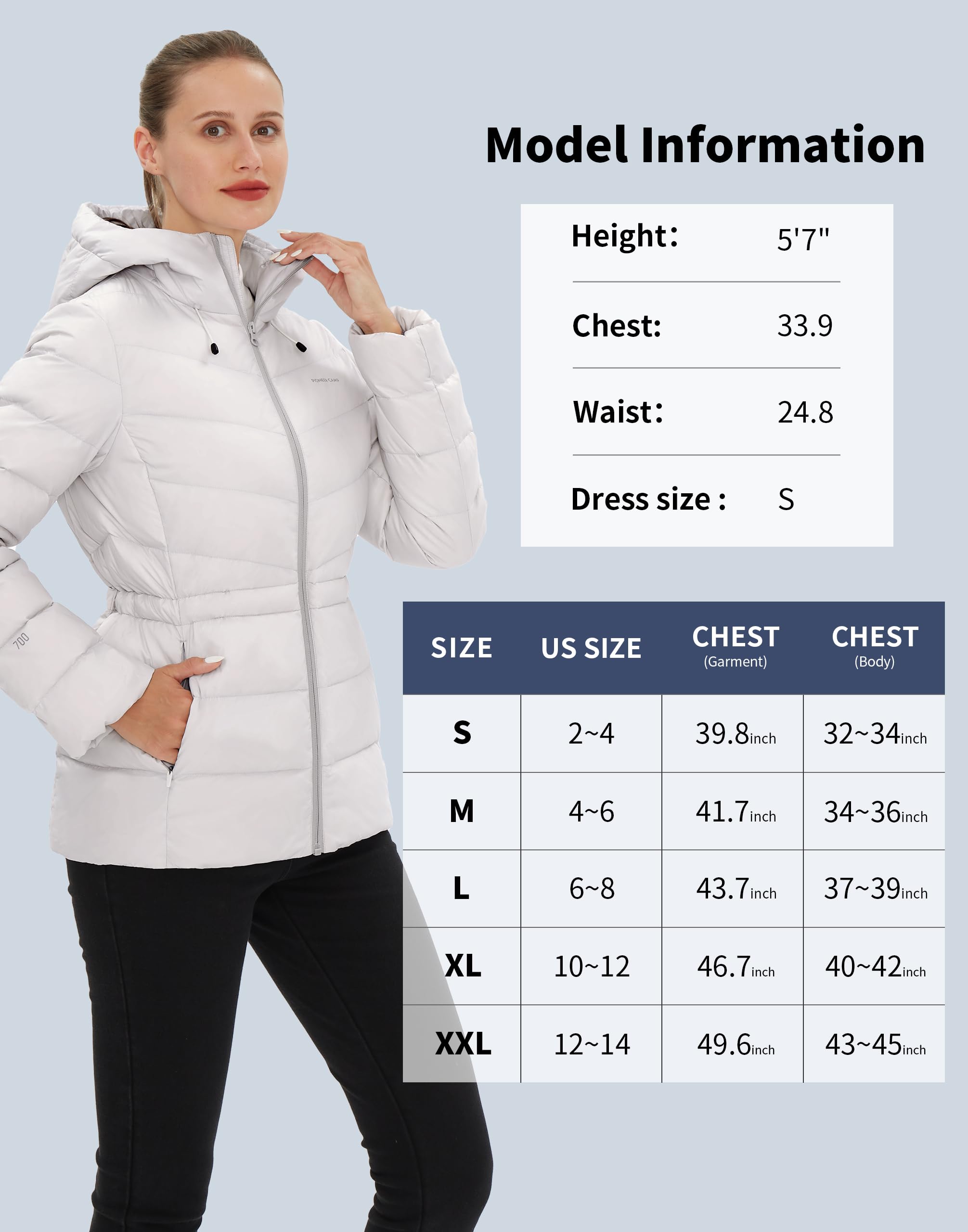 Pioneer Camp Piumino da donna, leggero, con cappuccio, invernale, idrorepellente, trapuntato, per attività all'aria aperta, casual