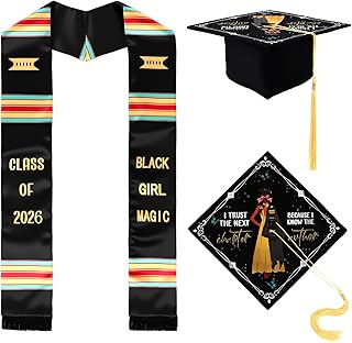 2 Pcs American African Grade Graduation Set Graduation Cap and Stole Class of 2026