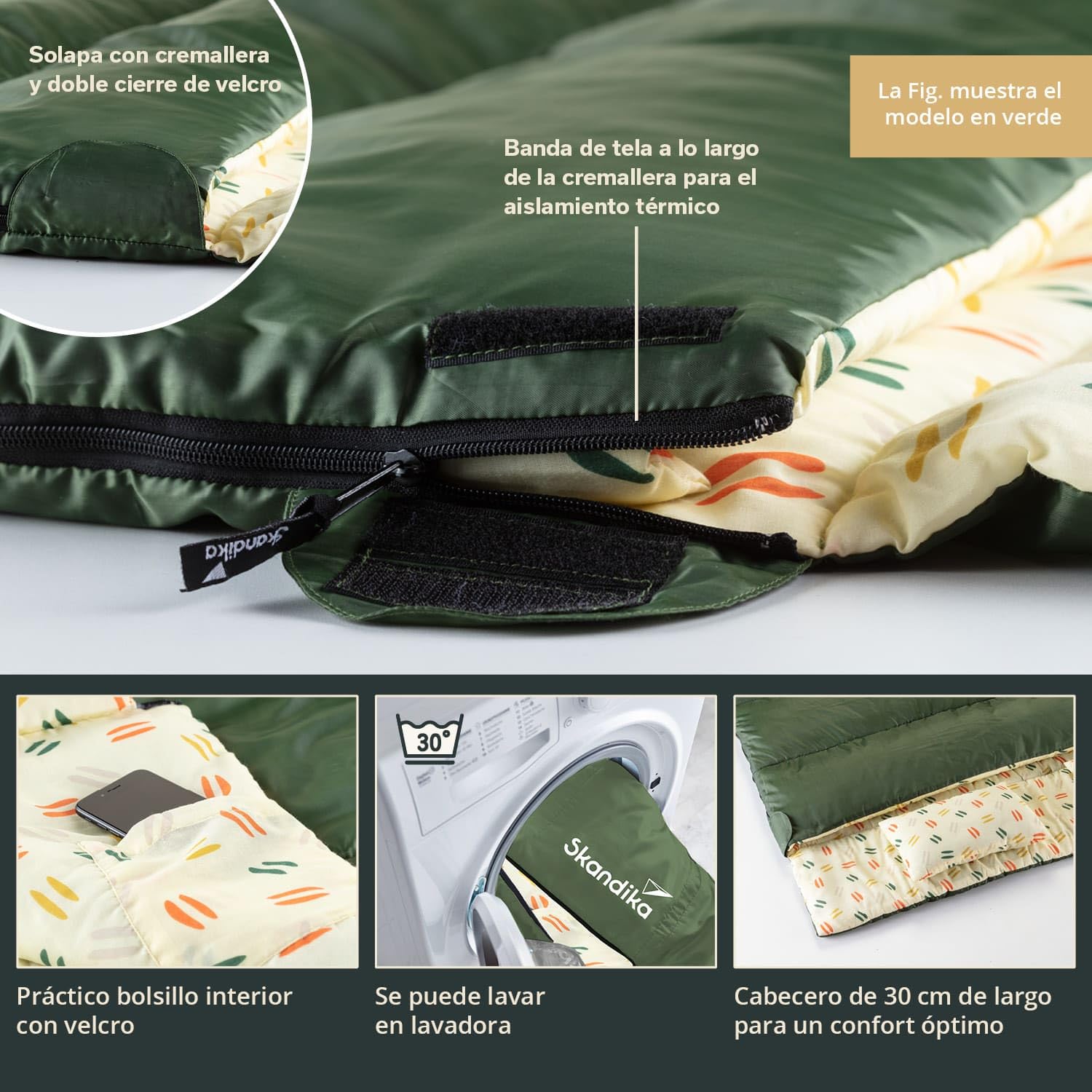 Skandika Iceland Saco de Dormir Doble XXL | Forro de polialgodón para Adultos, Separable, hasta 3°C, 220 x 150 cm | Invierno Camping Senderismo