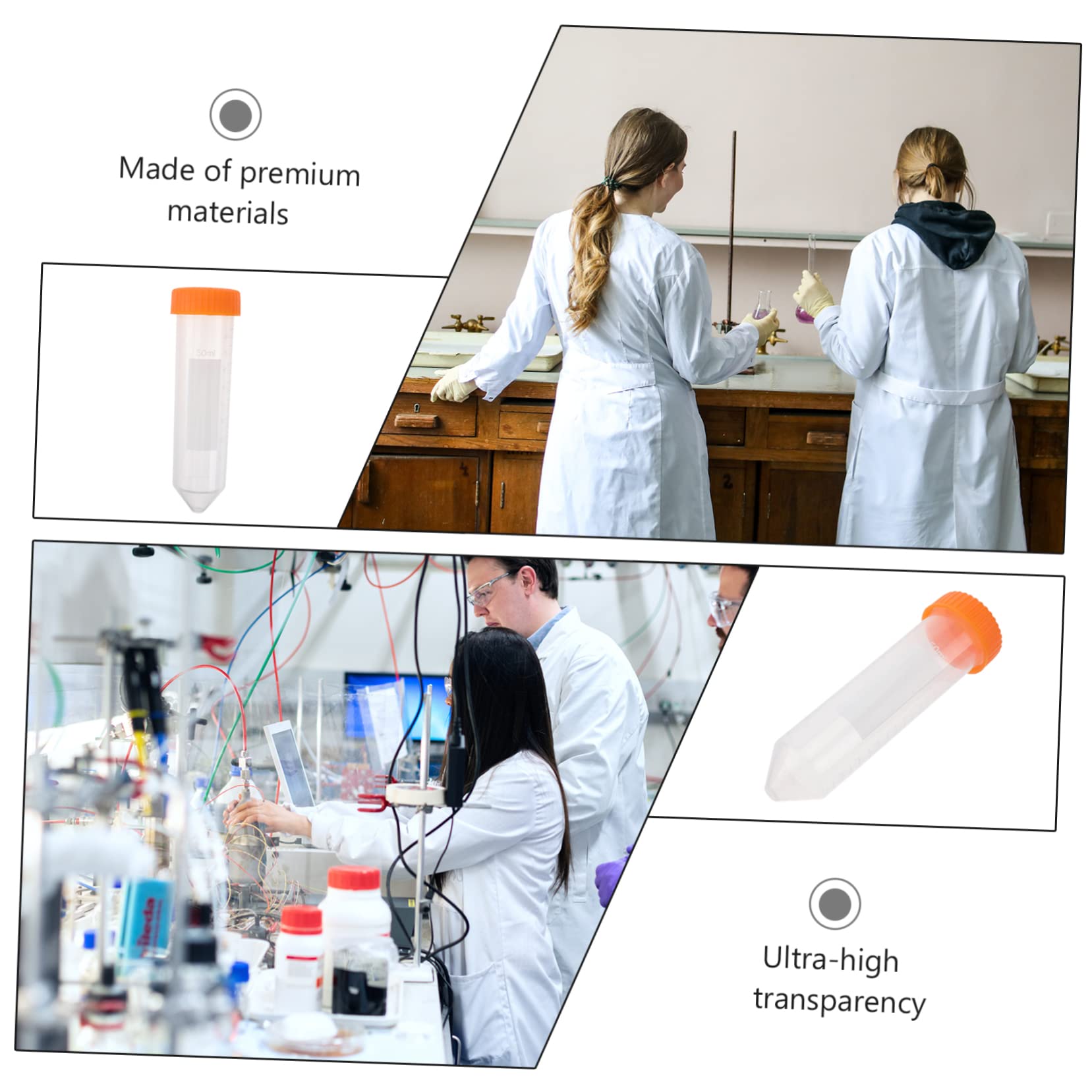 Amosfun 50pezzi Provette Da Centrifuga in Plastica Da Provette Con Scala Di Misurazione Precisa Per Esperimenti Di Laboratorio e Attrezzature Ospedaliere