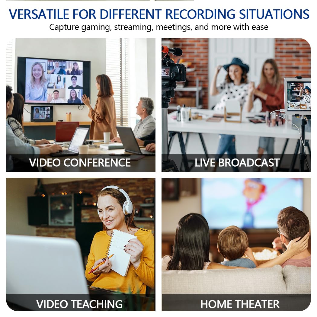 Carte de capture vidéo HDMI 4K 1080p60, USB 3.0 et Type-C, capture de jeu plug-and-play pour PS5/Xbox/Switch/Quest 3, iPad Pro/Mac/Windows/OBS, passe zéro décalage, étui de poche en aluminium