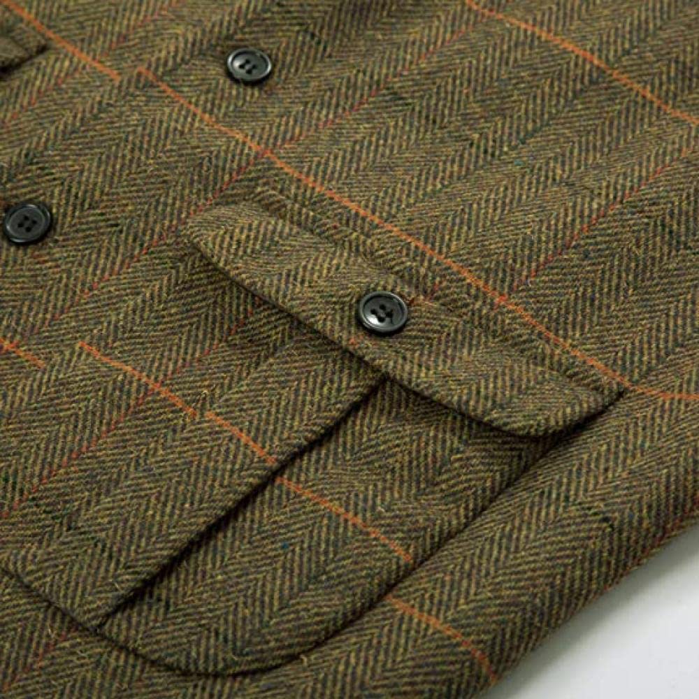 LAKKOA Herren Anzugwesten, Vintage Karo Tweed Anzug Weste Herren Kariert Mit Fischgrätenmuster Business Westen Braun Einreiher Ärmellose Weste Anzug Weste Hochzeitsfeier,XL