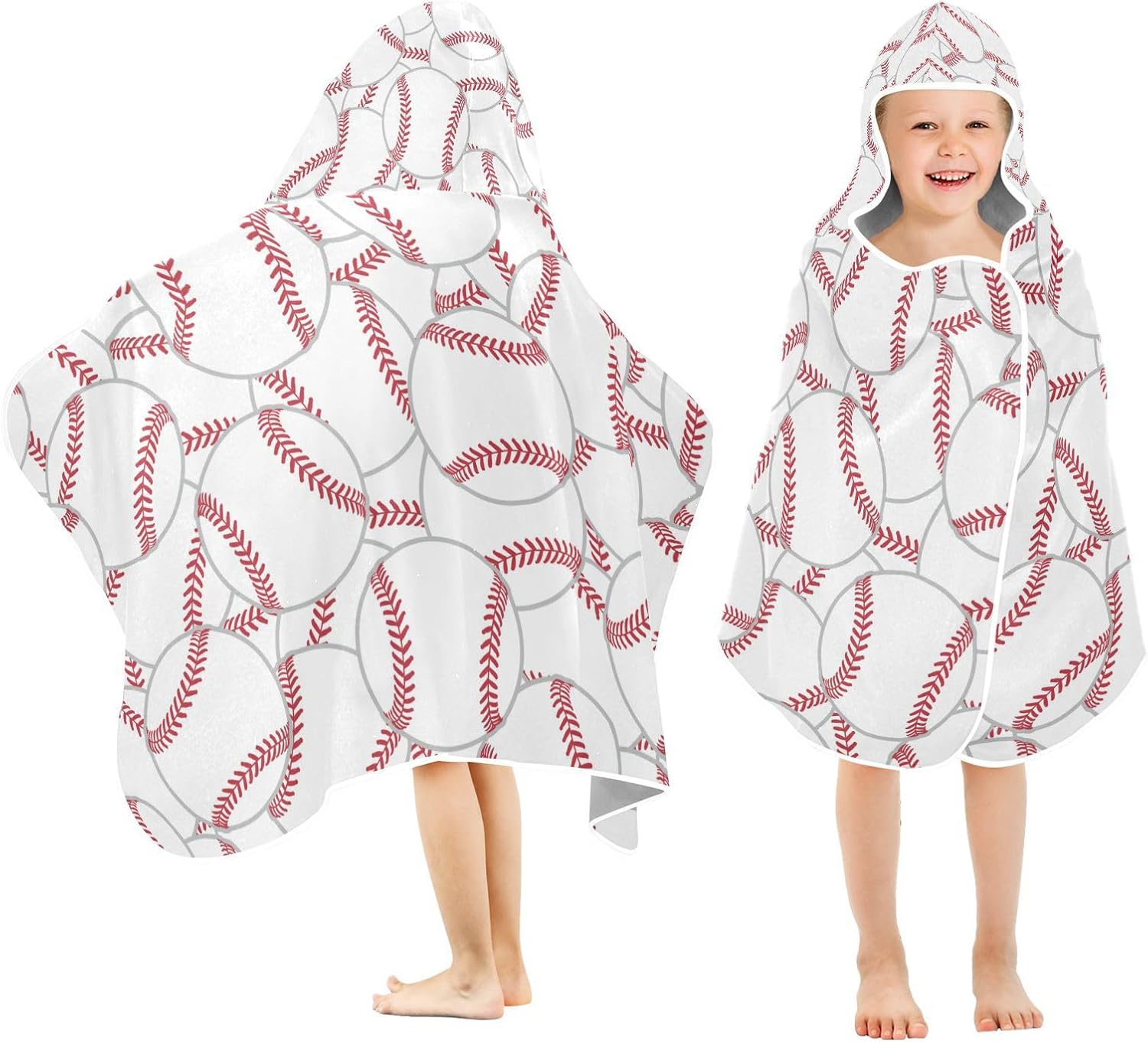 YETTASBIN Baseball Kids Hooded Bath Towel for Boys Girls, Soft Absorbent Quick Dry Hooded Towel Wrap Oversized Breathable Toddler Shower Pool Beach Towel with Hood