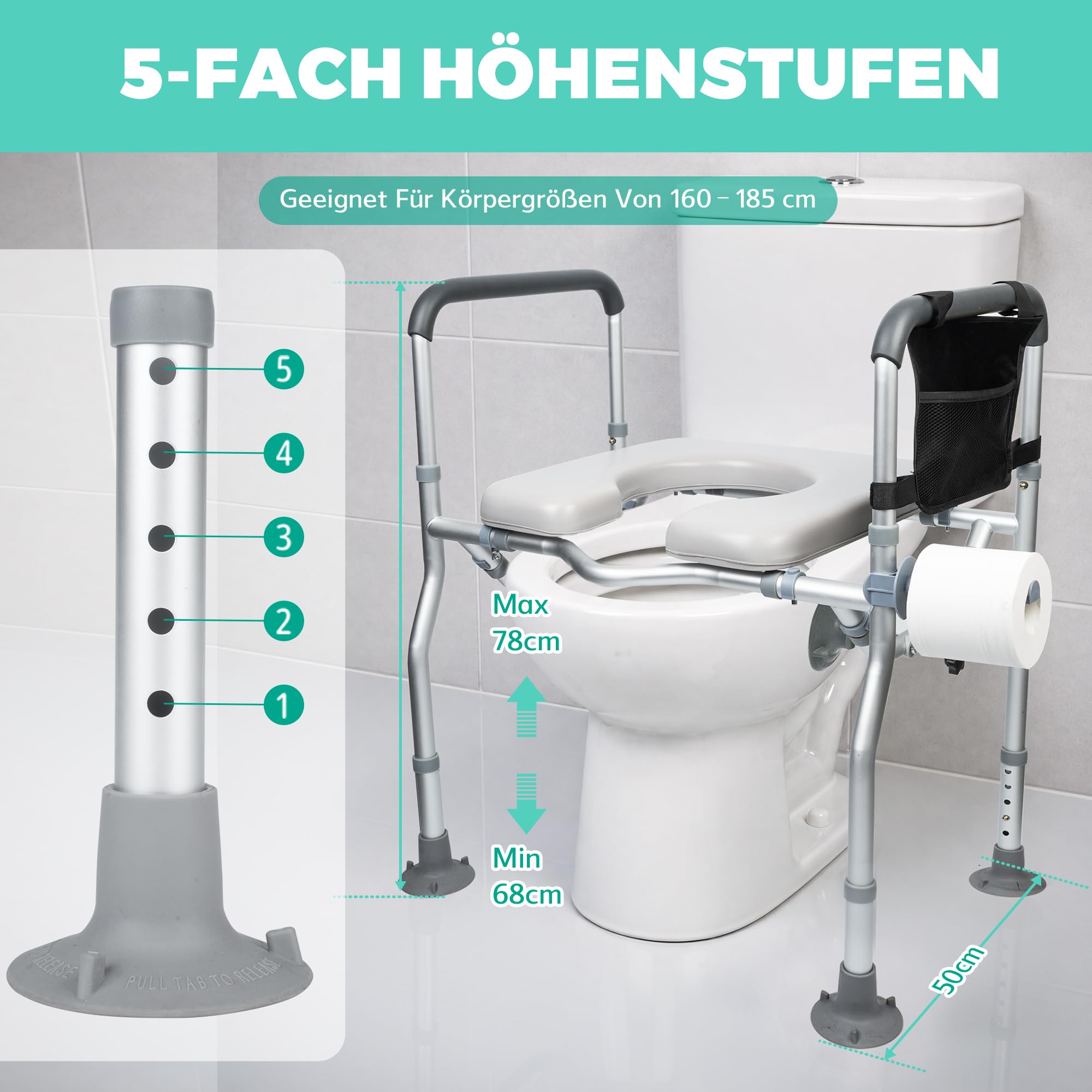 Rialzo per sedile WC con braccioli