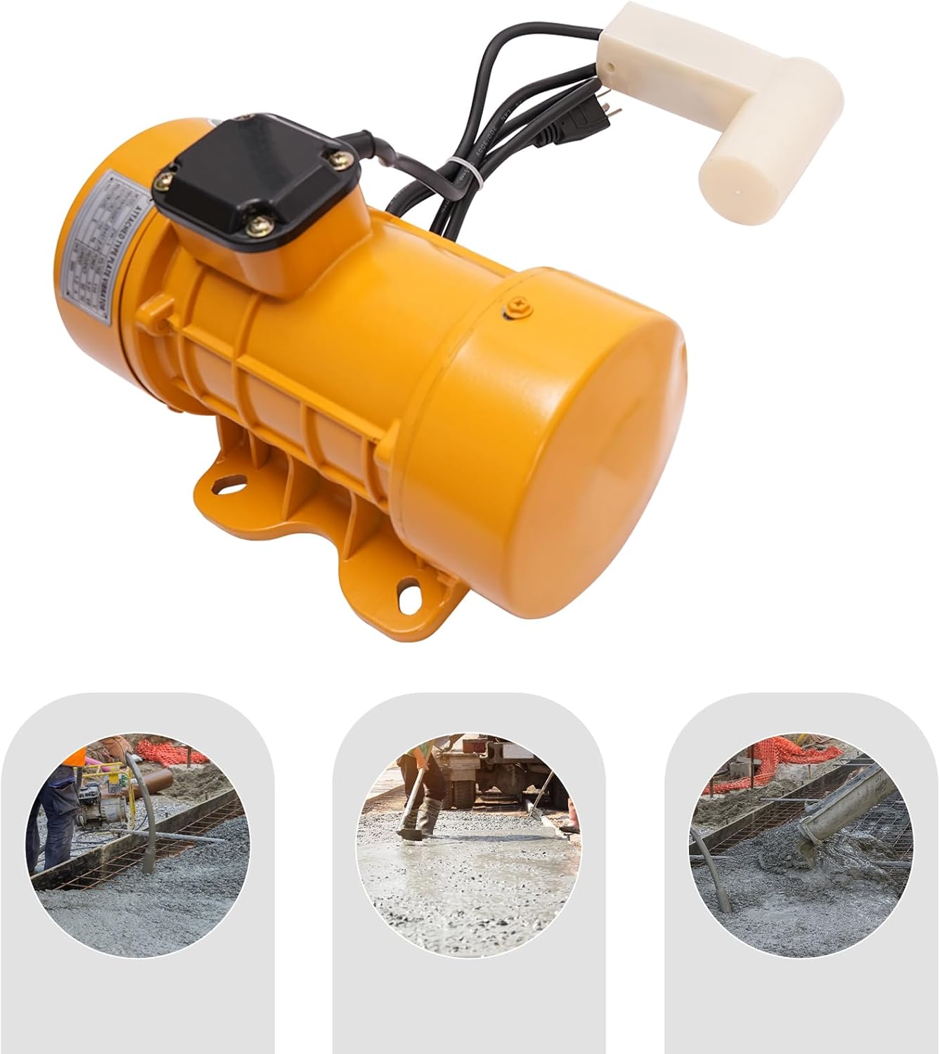 370W Vibration Motor,Industrial Table Vibration Motor,2840RPM Concrete Cement Intensive Vibrator Motor Modern Concrete Compressor Vibration Motor for Vibrating Feeders, Shakers (Yellow)
