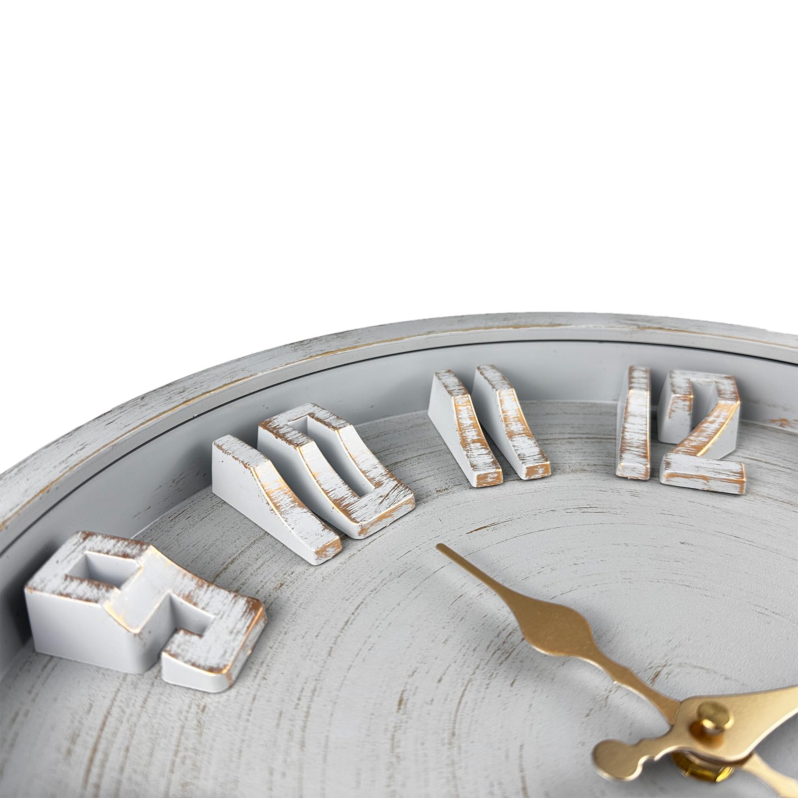 Extra Grande Reloj de Pared Vintage de 40 cm, Silencioso, Sin Tictac, Clásico, Retro, Funciona Pilas, 3D Números grandes, Fácil de Leer, Adecuado Para Sala de Estar, Dormitorio, Cocina (Blanco)