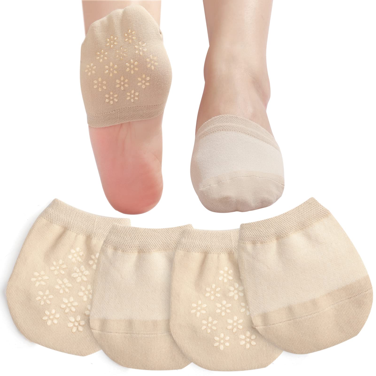 Toes Home Half Toe Socks Womens for Mules, Non Slip No Show 4-8 Pairs