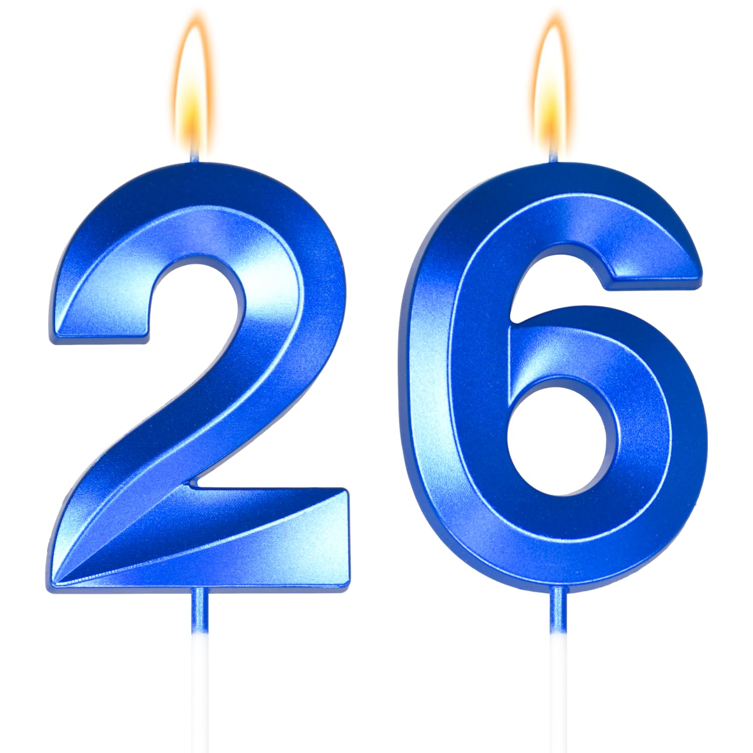 Photo 1 of *Slightly melted on top** Big 2.76 inch Blue 26 Birthday Candle 26th Birthday Decorations for Men, 26th Birthday Candles for Cheers to 26 Years Birthday Decorations for Him, Number 26 Candles