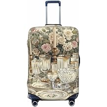 Vintage French Dining Table Print Travel Luggage Cover Suitcase Protector Tsa Approved Anti-Scratch Washable Baggage Covers Large