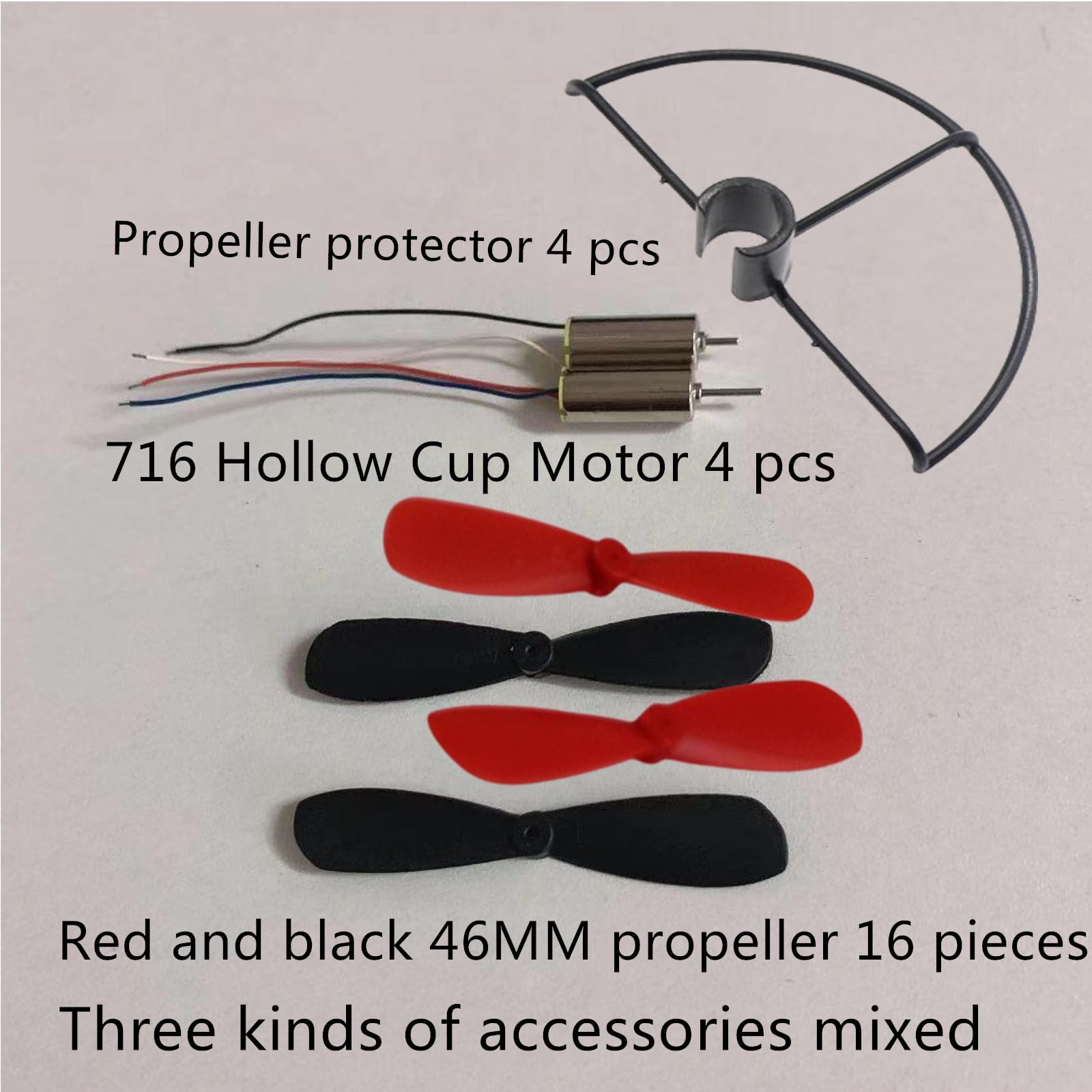Propeller Props, 16pcs Remote Control Airplane Propeller with 4pcs Propeller Protector and 4pcs 716 Hollow Cup Motor Be Used ForQuadcopter for Remote Control Aircraft PropellerParts
