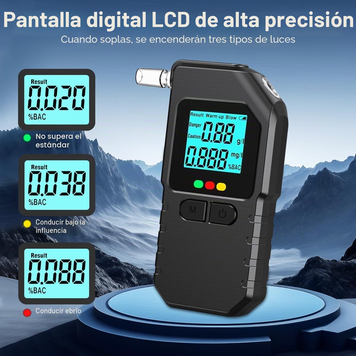Alcoholímetro,Alcoholimetro Digital Homologado,Profesional Test Alcoholemia,con Pantalla LCD Digital Alta Precisión,25 Boquillas,Sensores Dobles Gran Precisión,Uso Personal Profesional Hogar Sople