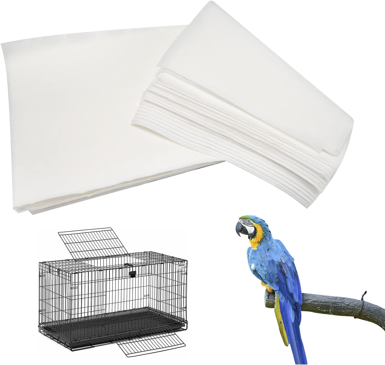 Bird Cage Paper Liners 100 Sheets Non-Woven Bird Nesting Box Pads, 22.8×10.6in