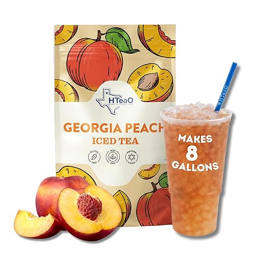 HTeaO Georgia Peach & Hibiscus Black Tea Packets – Makes 8 Gallons of Naturally Sweet Tea in 5 Minutes – Large Tea Sachets for Parties, Family Gatherings, & Groups – Texas-Style Iced Tea Packets for Quick Brew (16-Count) - Georgia Peach - 1 Count (Pack of 16)