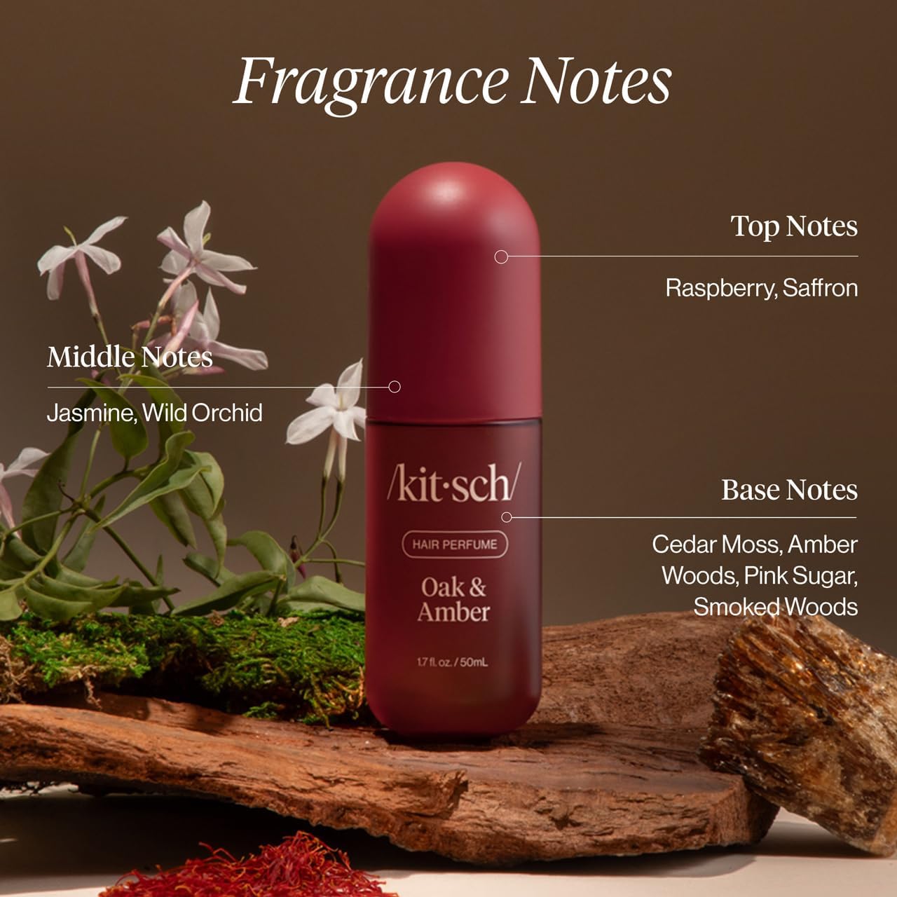 Kitsch Hair Perfume for Women - Oak & Amber | Clean, Deodorizing & Patented Odor-Eliminating Technology Hair Spray & Body Mist - Freshen Hair, Body & Pillows- Berries and Blooming Jasmine Scent - 50mL - Image 7