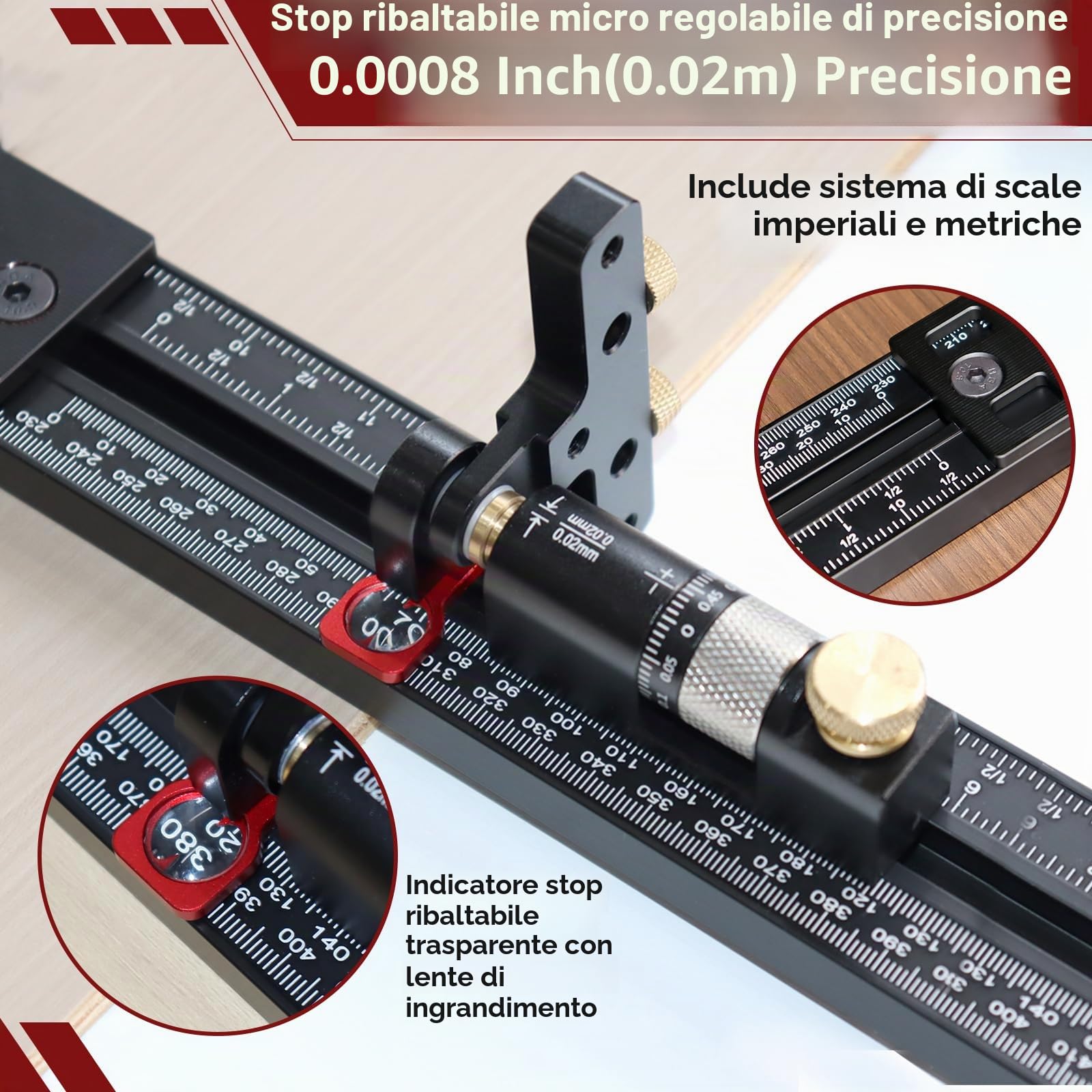 Sistema di guida parallela per sega a binario, sistema di guida parallela per la lavorazione del legno, con fermo regolabile Mirco, calibrazione zero per Festool per Makita e Milwaukee