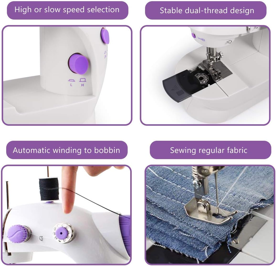 Mini sewing machine, upgraded model in 2019, portable multi-function assistant at home with Foot Pedal 4 Coils (Lea2)