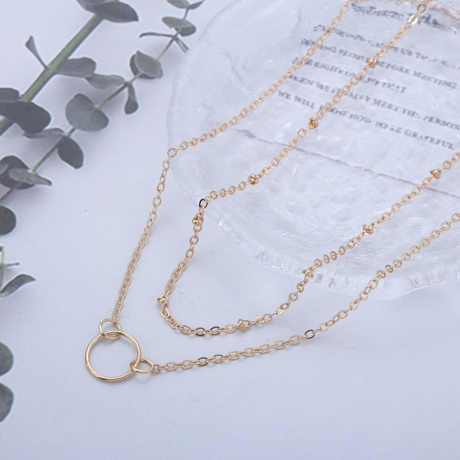 Andelaisi Boho Layered Circle Choker Necklace Vintage Hollow Circle Necklace Gold Ball Chain Necklaces Stackable Round Pendant Necklaces Jewelry for Women - Image 4