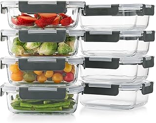 8 Pack Glass Food Storage Containers