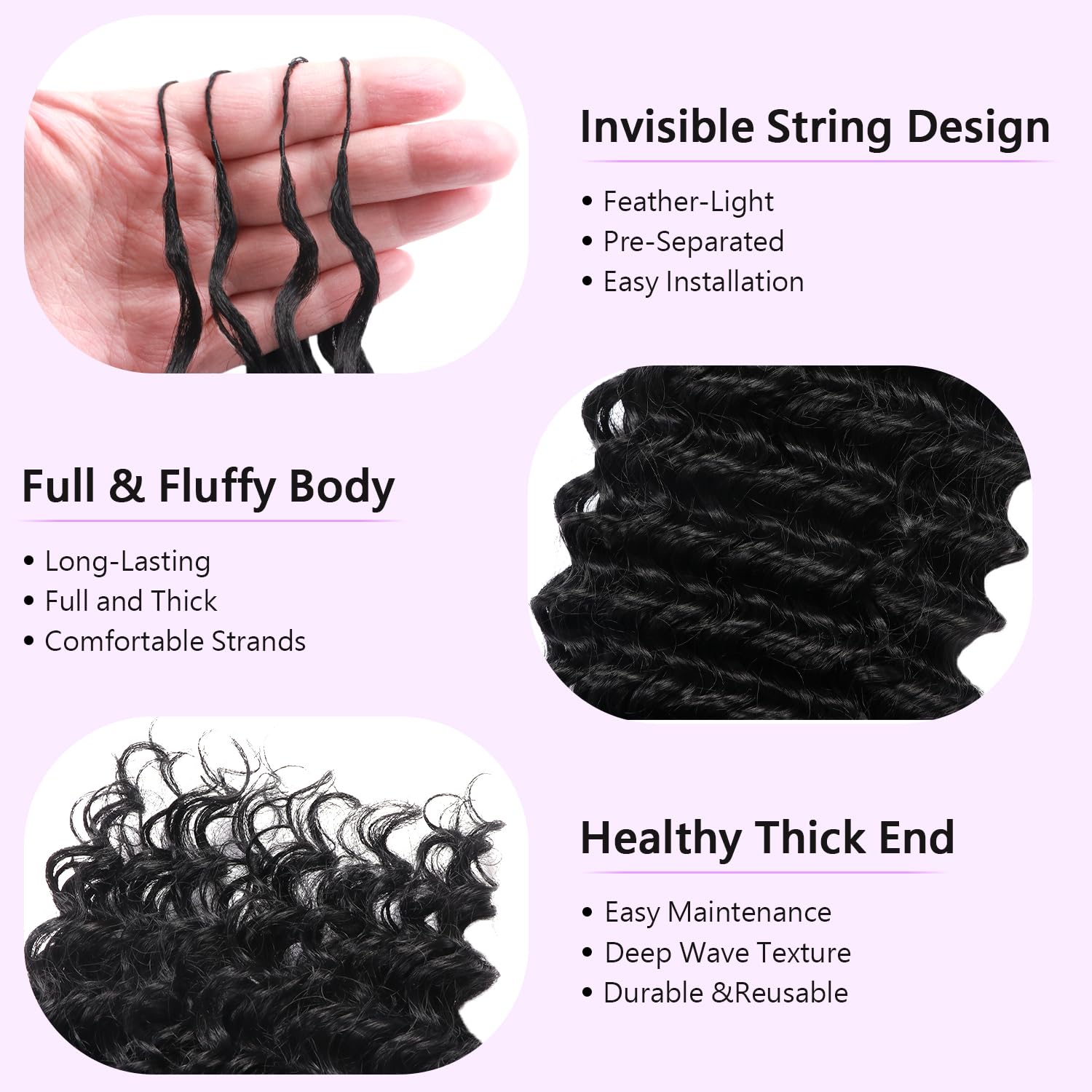 Miracle Knots Human Hair Blend Curly Crochet Extensions