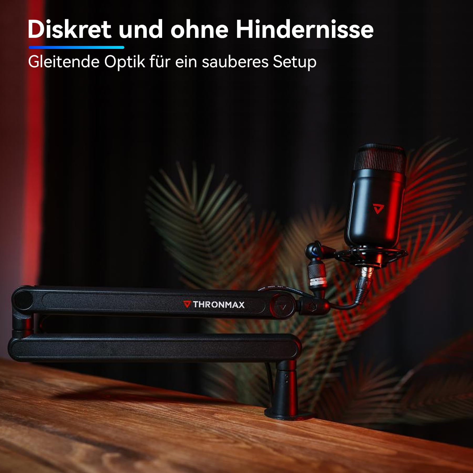 THRONMAX S7 TUNE Bras de Microphone à Profil Bas, Support de Micro à Rotation 360° pour Streaming, Podcast et Jeux, Compatible avec Blue Yeti, HyperX