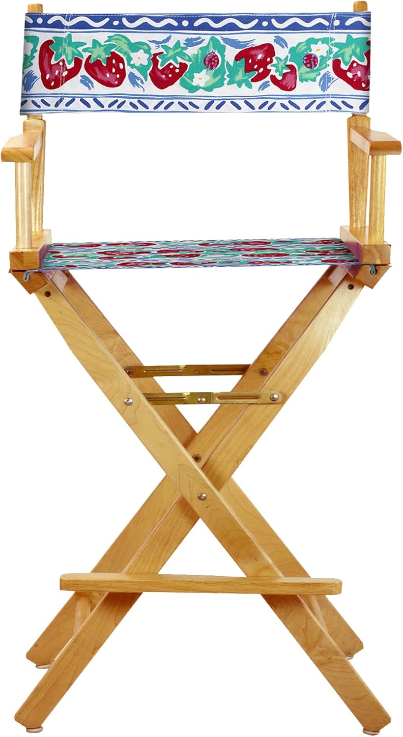 Casual Home 30" Director's Chair Natural Frame-Strawberry Park