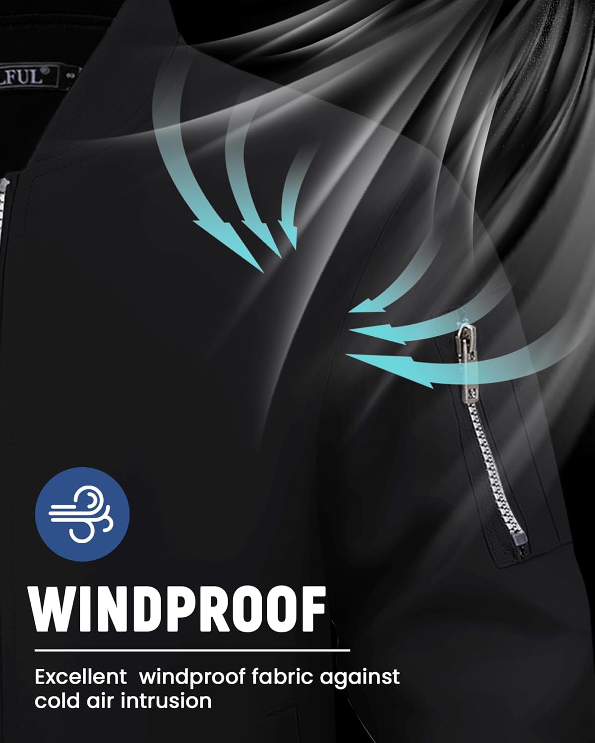 WULFUL Men's Bomber Jacket Lightweight Casual Windbreaker Zip Up Coat with Pocket - Image 4