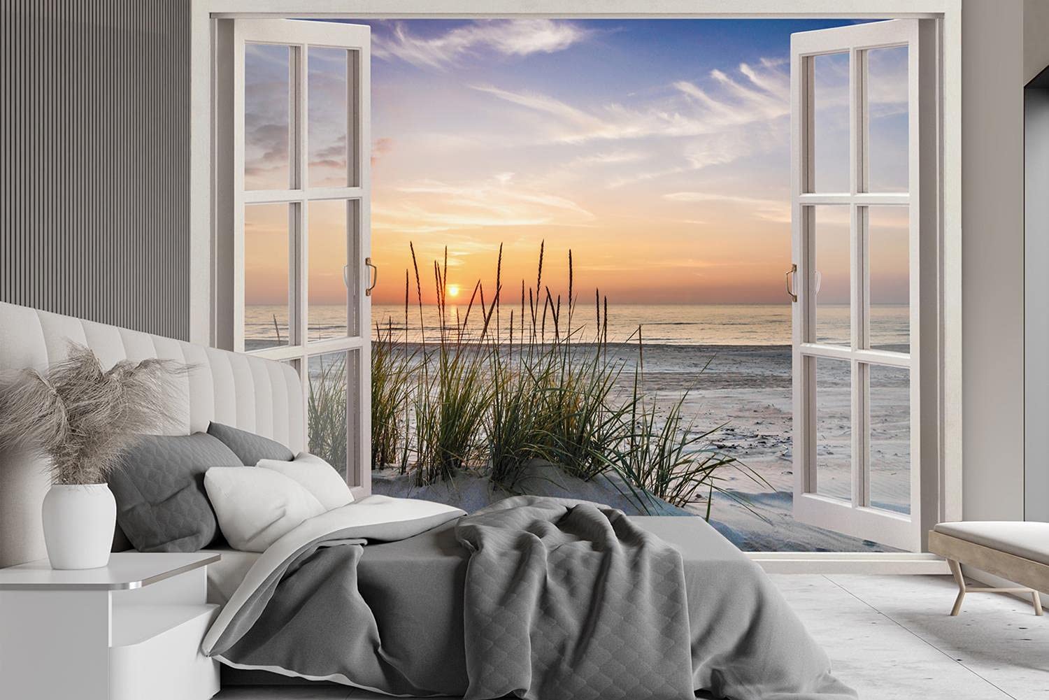 Feeby - 3d Tapete - Fensterblick - 210x150 cm, Fototapete Schlafzimmer - Deko Wohnzimmer - Wallpaper - Wand Deko - Wandtapete XXL - Tapete - Wanddeko - Vliestapete - Landschaft