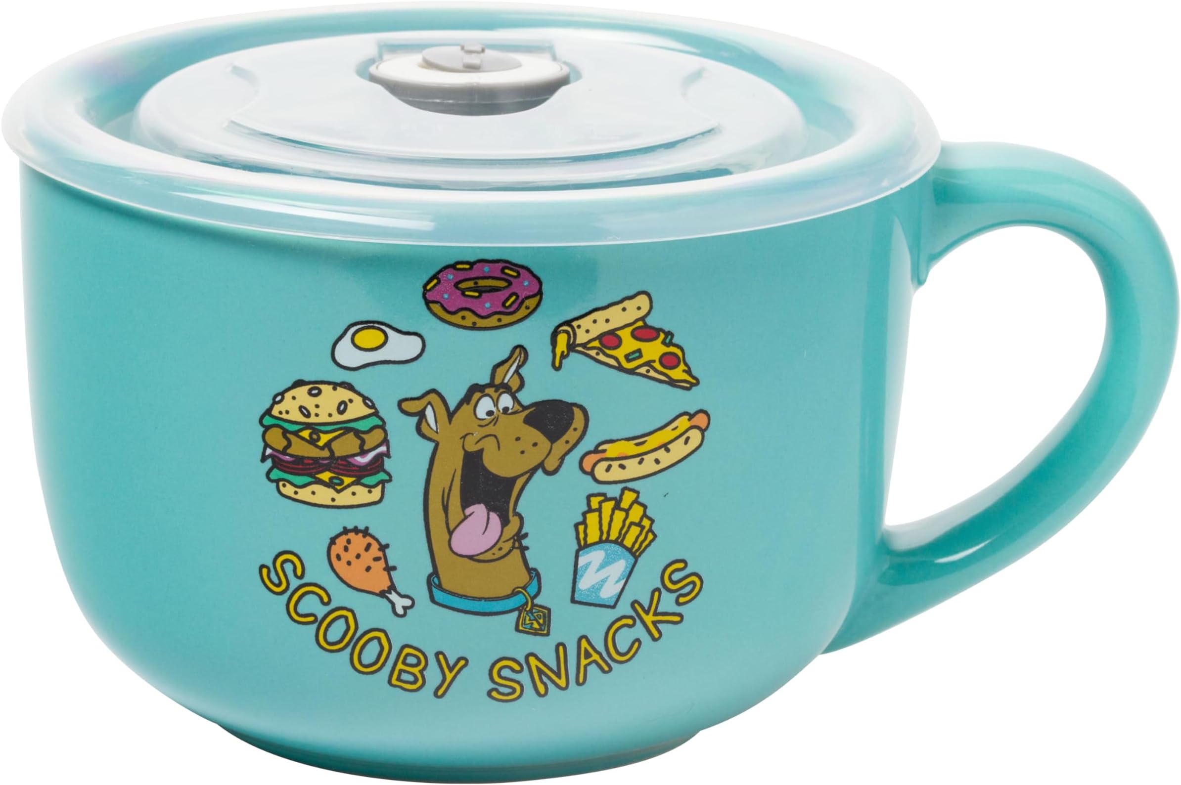 Scooby Doo Scooby Snacks Ceramic Soup Mug with Vented Plastic Lid, 24 Ounces