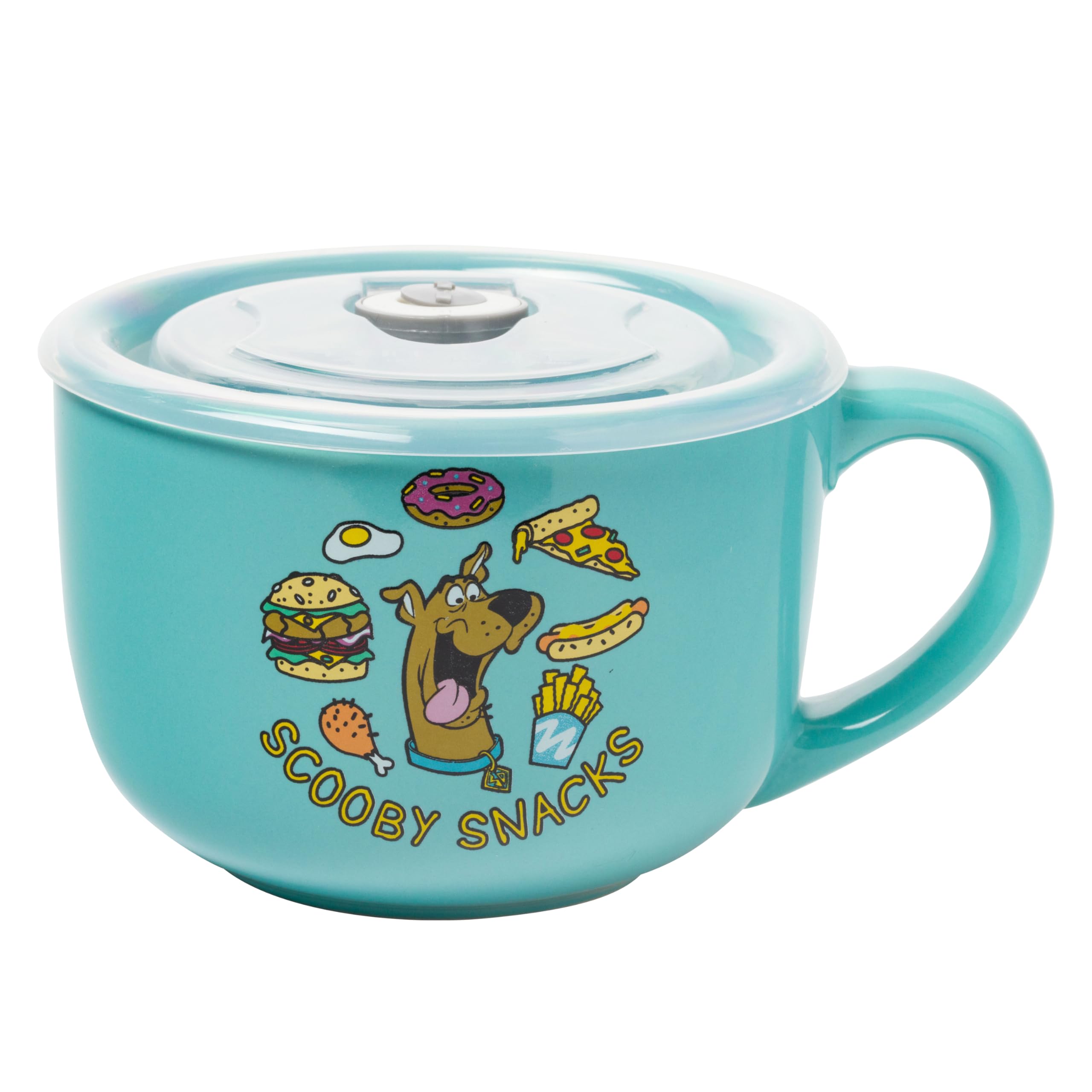 Silver Buffalo Scooby Doo Scooby Snacks Ceramic Soup Mug with Vented Plastic Lid, 24 Ounces