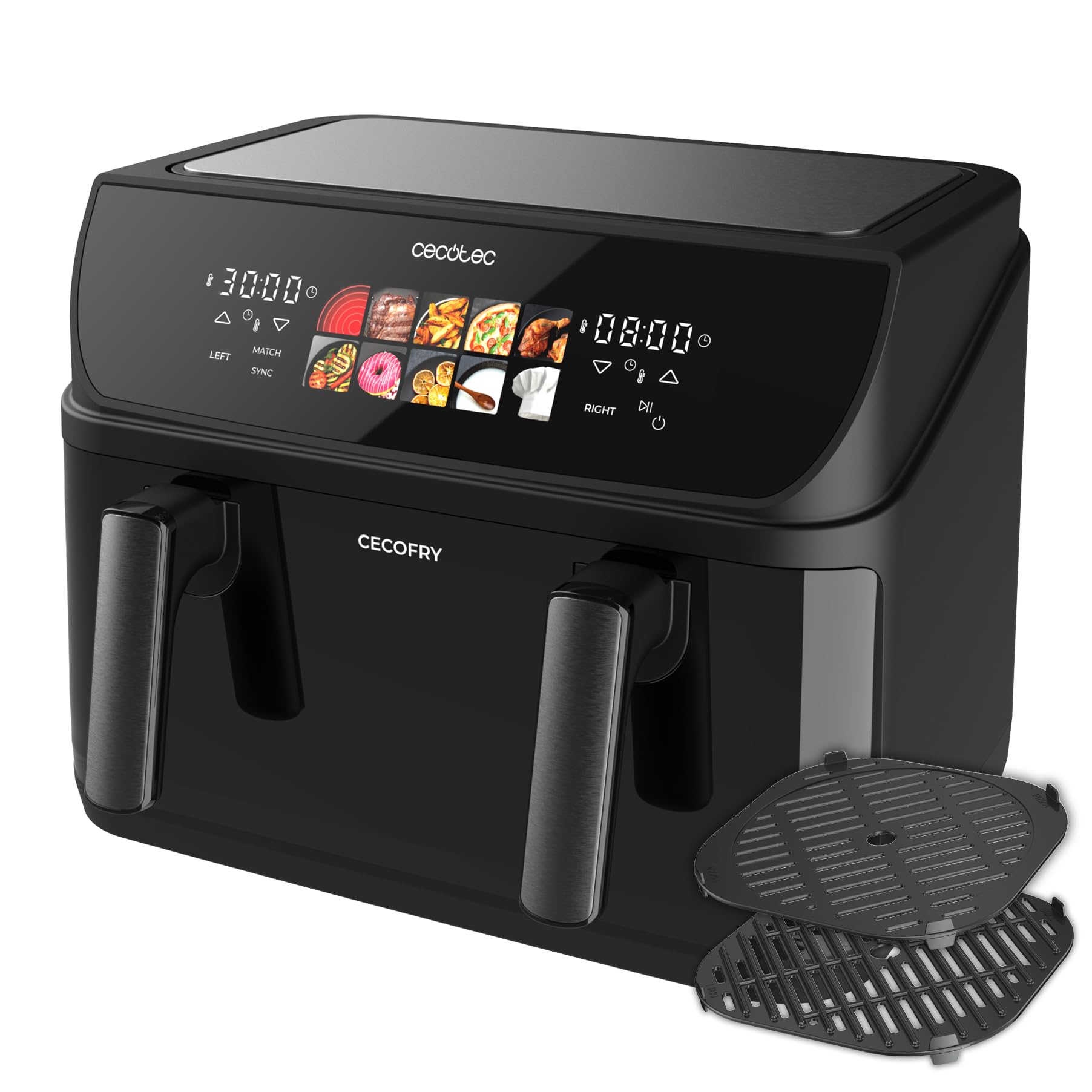 Cecotec Freidora de Aire 10 L Cecofry&Grill Duoheat 10000 2800W | Cuatro Resistencias para Dorado Perfecto, Temperatura Dual, Pared Divisoria Móvil, Dos Cestillos Independientes, Air Fryer