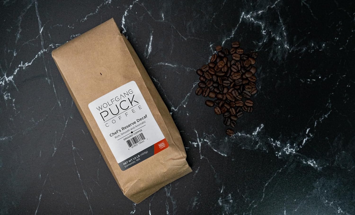 Wolfgang Puck Coffee, Chef's Reserve Decaf, Ground Coffee, 1-Pound, (Pack of 3) (014662)