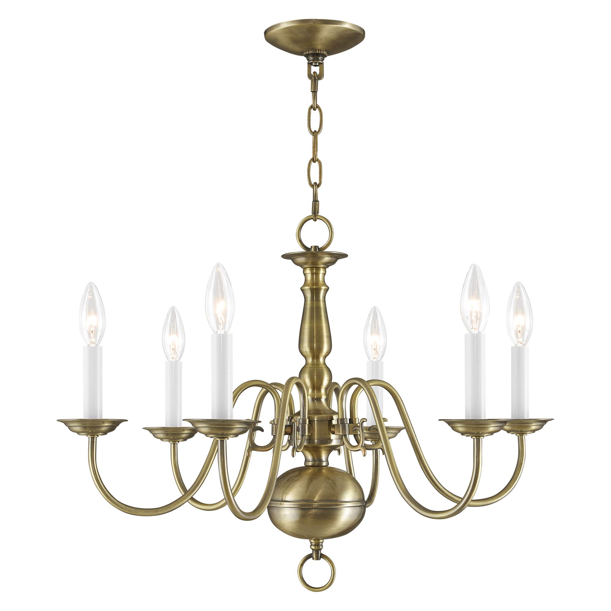 Livex Lighting 5006-01 Williamsburgh 6 Light Antique Brass Chandelier