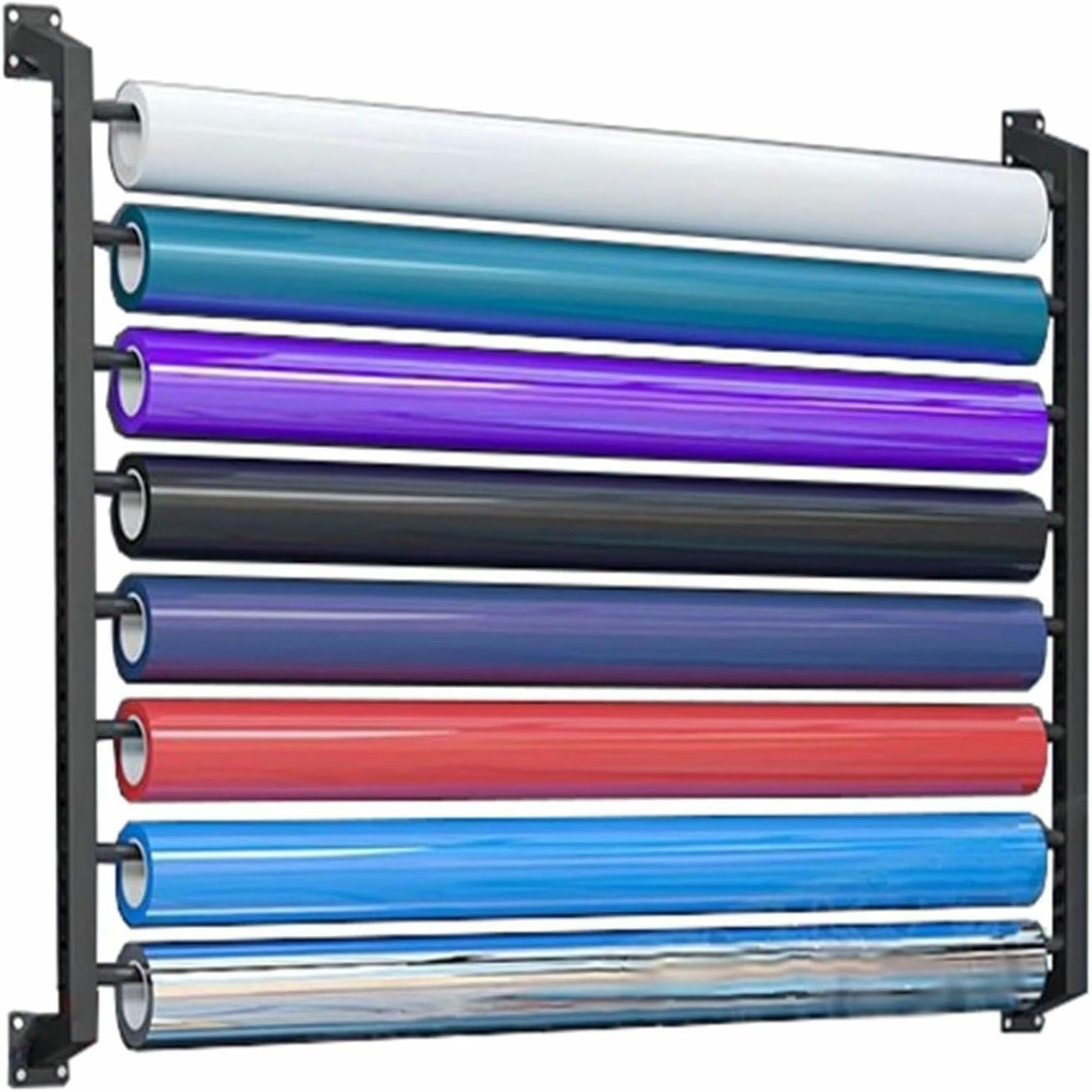 Soporte de vinilo para coche de pared en metal negro para 8-10 rollos de película