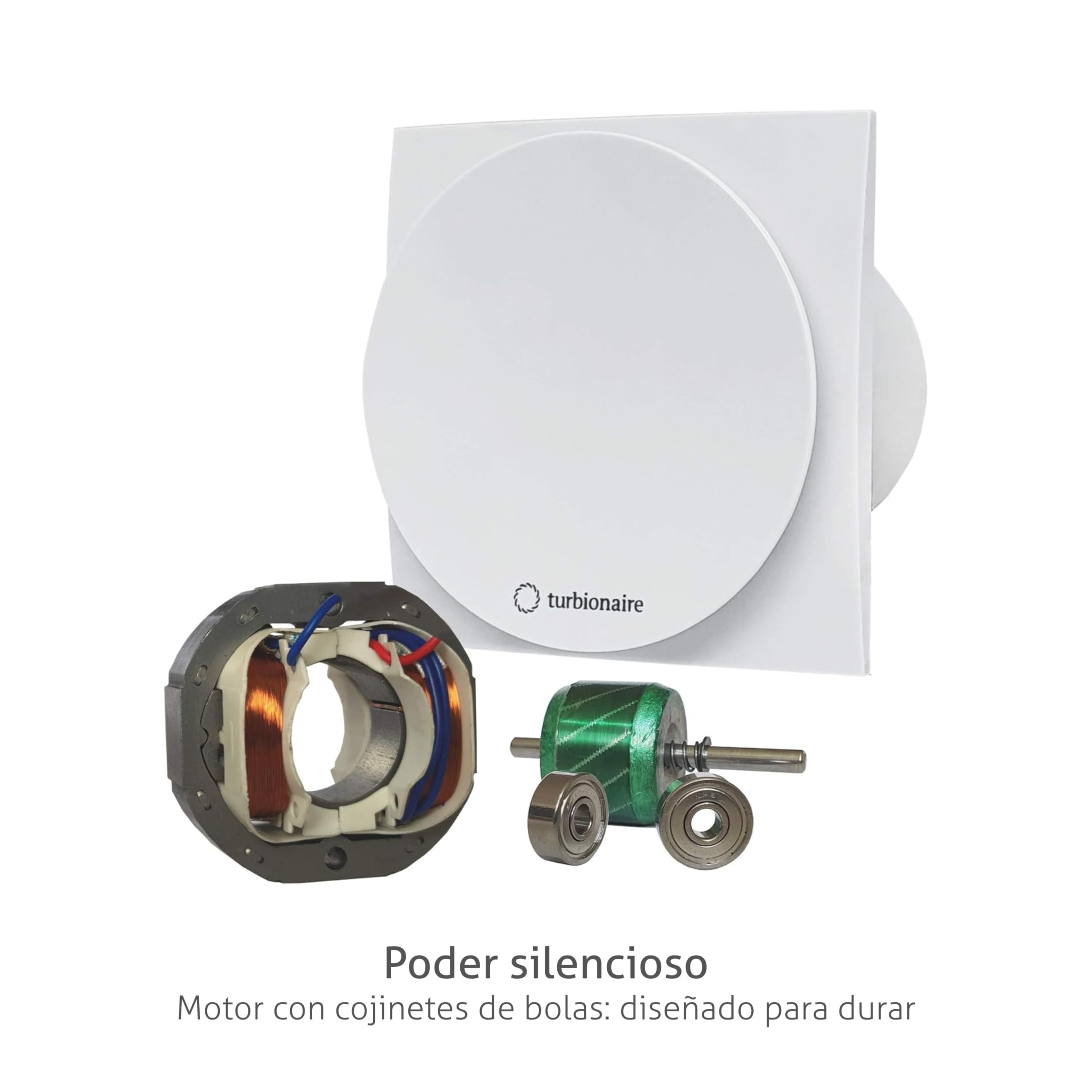 Turbionaire MIO 100 LL-SW Extractor de Baño 100 mm, motor con rodamiento de bolas, blanco, extracción, ventilación estándar, para baño, cocina, válvula de no retorno protección IPX4