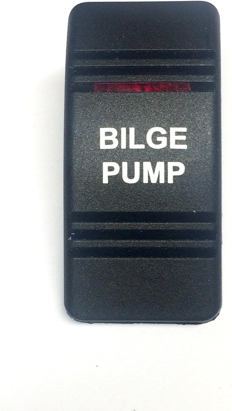 Euro Rocker Switch Cover with Text, Black with Red Lens. Contura III, Fits Carling, Cole Hersee, Blue seas (Bilge Pump) : Sports & Outdoors