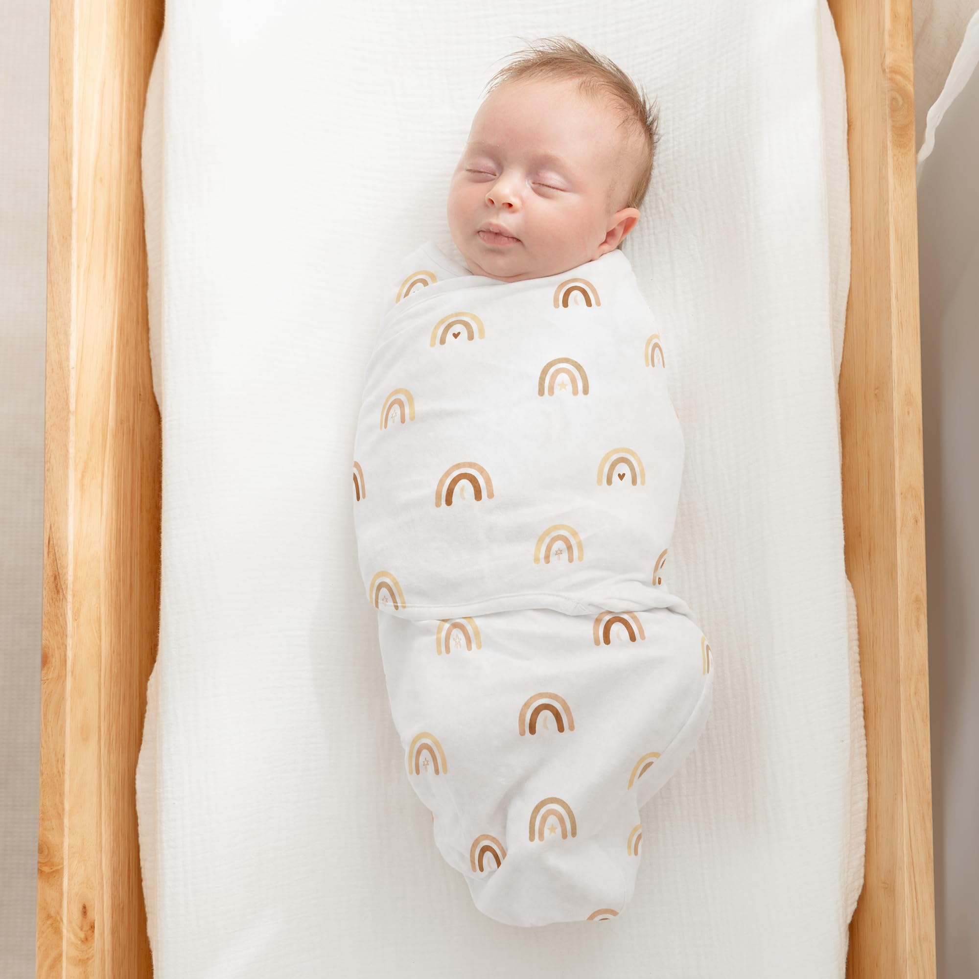 Comfy Cubs Easy Swaddle Blanket - Juego de 3 Mantas de 100% algodón, tamaño pequeño para bebés de 0 a 3 Meses, con Velcro Ajustable, Saco de Dormir Transpirable y Duradero, Regalos para bebés recién