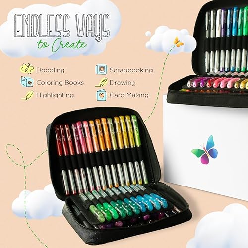 Miniatura 8 de 48bolígrafos Colorit de gel de brillo para libros de colorear para adultos Con estuche y 48recambios de tinta para un total de 96