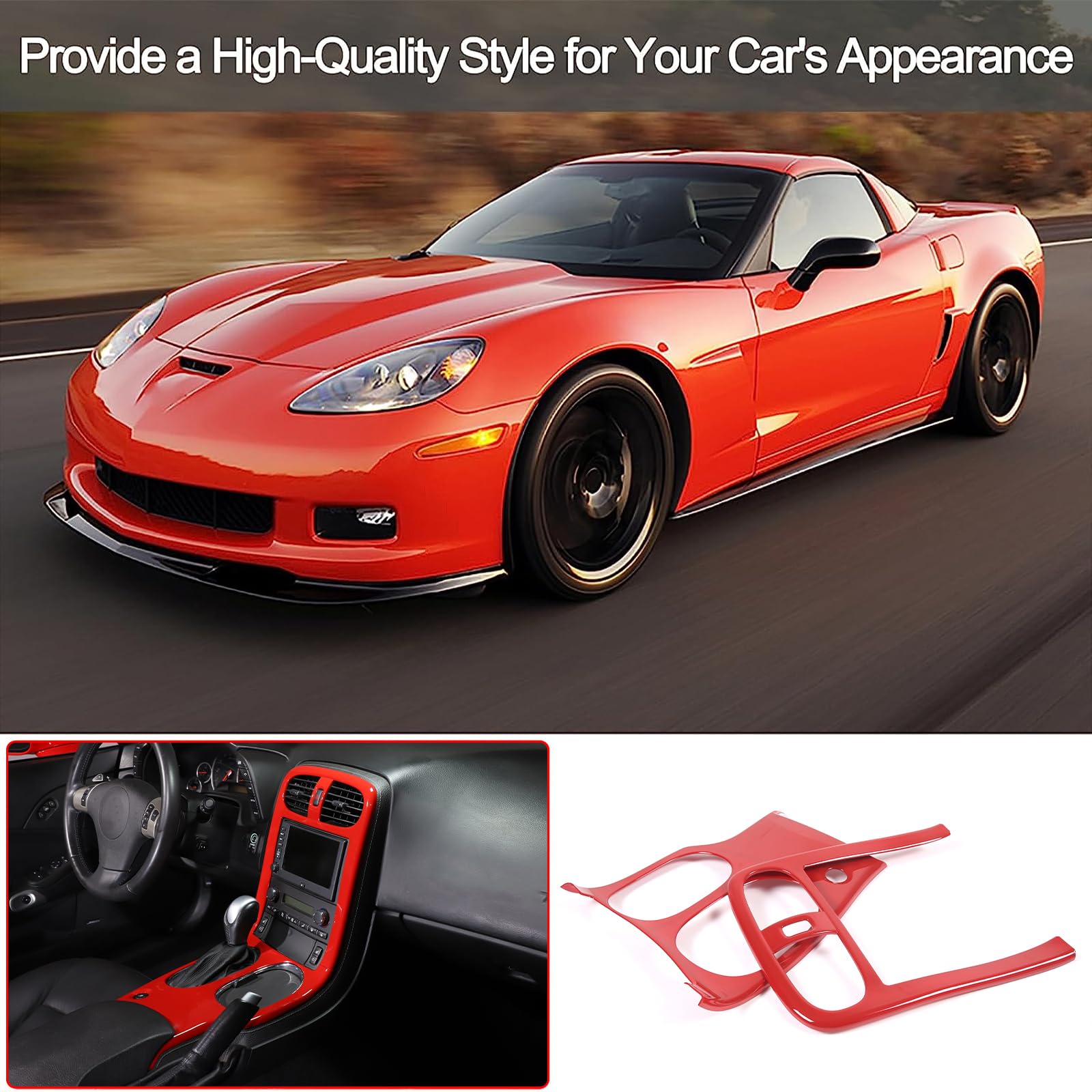 Gear Shift & Hand Brake Cover For Chevy Corvette C6 2005-2013 - ABS Carbon Fiber Look, Easy Stick-On