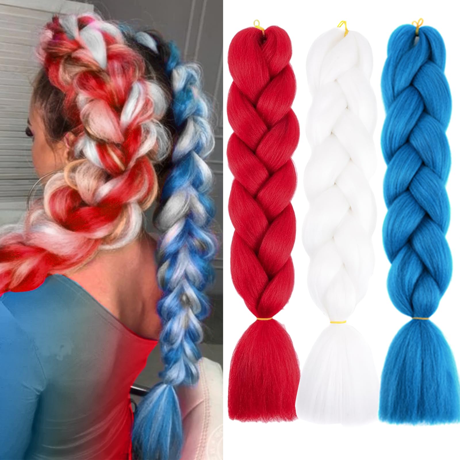 Jumbo Braiding Hair Extensions 24 Inch Colored Long Braids Hair Pre Stretched High Temperature Synthetic Fiber Twist Crochet Ombre Jumbo Braiding for