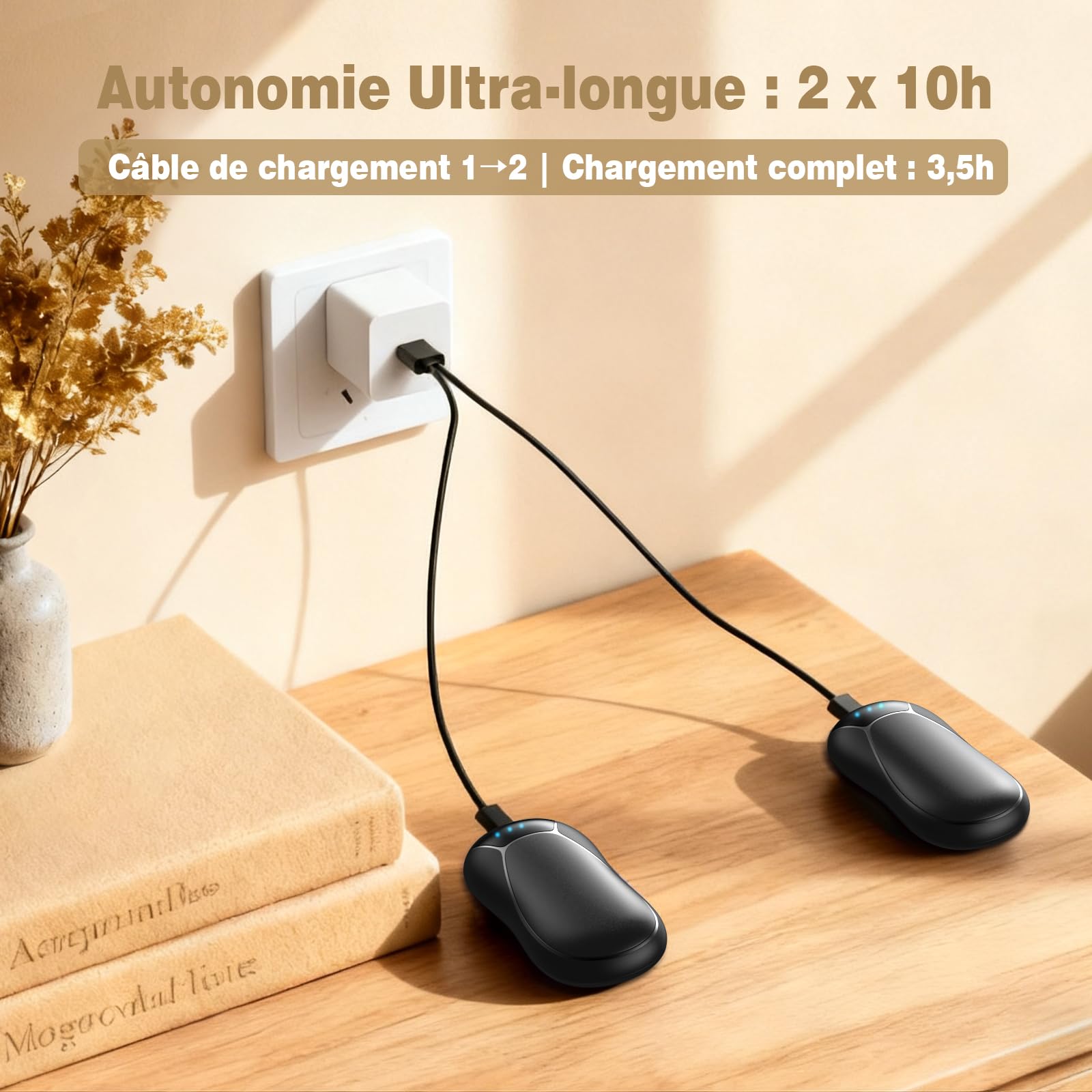Chaufferette Main Rechargeable 8000mAh, 2 en 1 Chauffe-Main Magnétique, Cadeau de Noël pour Extérieur/Camping/Chasse