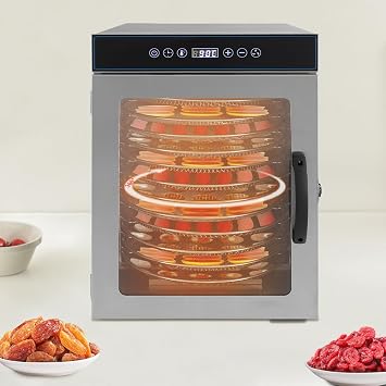 Stainless Steel 12-Shelf Electric Food Dehydrator Machine, 1000W, 360 Rotating Tray for Fruit, Meat & Vegetable Drying, Professional Freeze Dryer