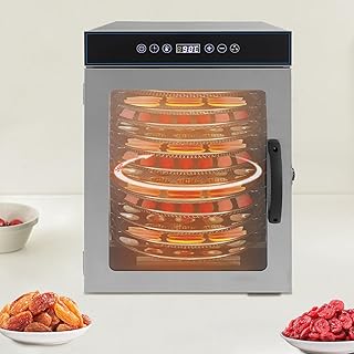 Electric Food Dehydrator Machine, Stainless Steel 12 Shelf Food Freeze Dryer, 360 Rotating Tray, 1000W, for Fruit/Meat/Vegatable