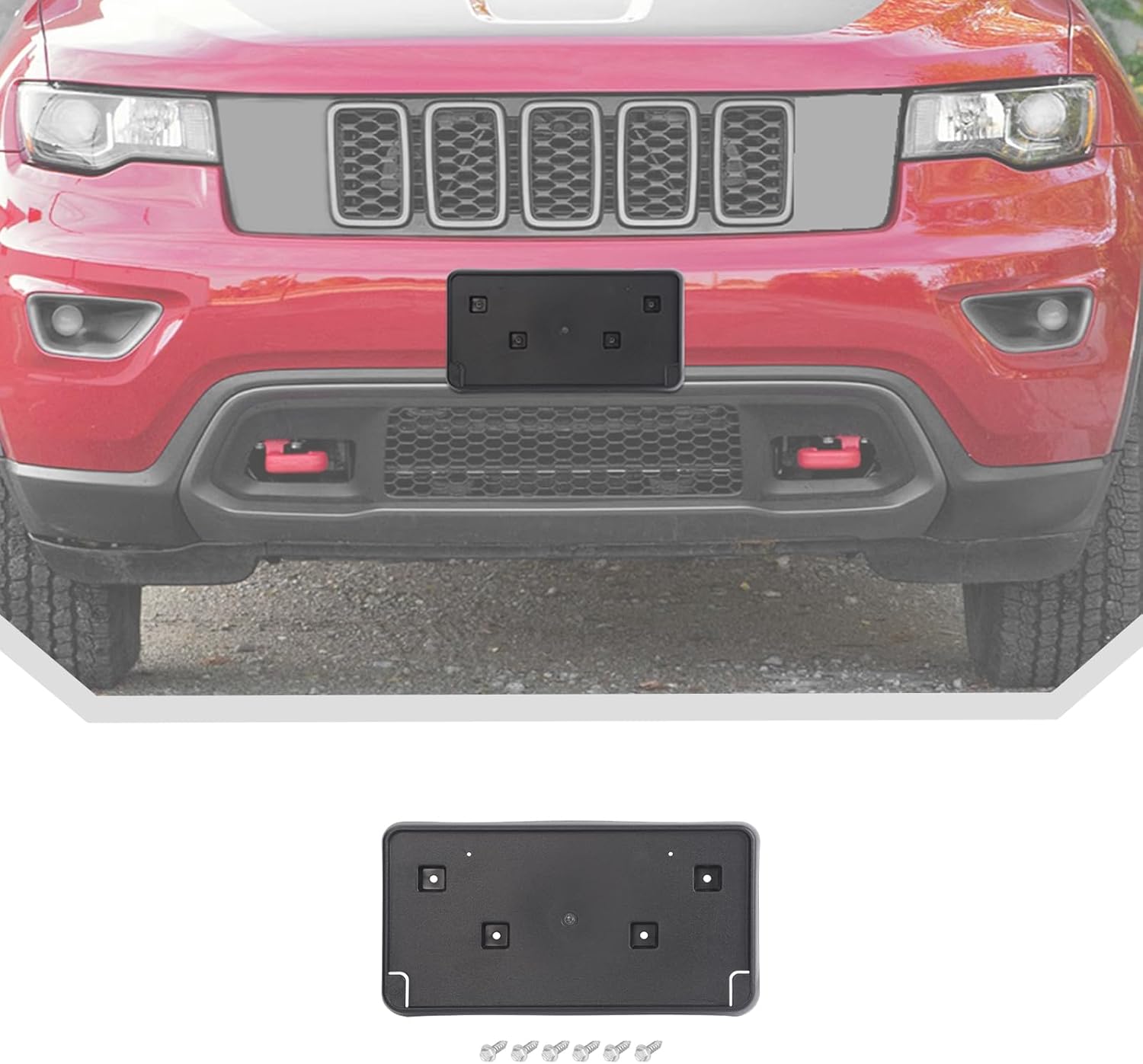 JeCar Front License Plate Bracket Frame Fit for 2017-2023 Jeep Grand Cherokee License Plate Mount Holder (Black)